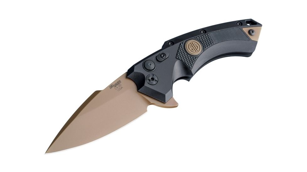 Hogue X5 3.5in Sig Emperor Scorpion Folder CPM154 Spear Point Blade, FDE PVD Finish, Aluminum Frame/G10 Insert, Black 36570