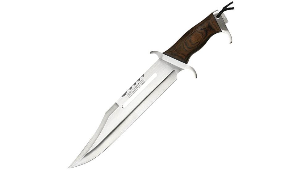 Hollywood Collectibles Rambo III Bowie Fixed Blade Knife,18in,Wood Handle,Plain HC9296