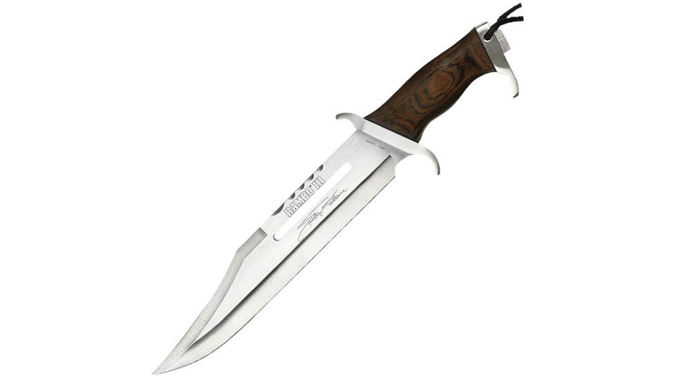 Hollywood Collectibles Rambo III Signature Bowie Fixed Blade Knife,18in,Wood Handle,Plain HC9297