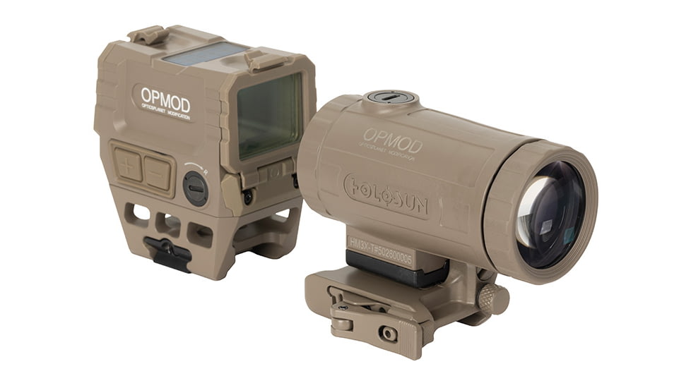 Holosun OPMOD AEMS Red Dot &amp; HM3XT Magnifier Combo, Red MRS, Flat Dark Earth, AEMS 211311&amp;HM3XT-FDE