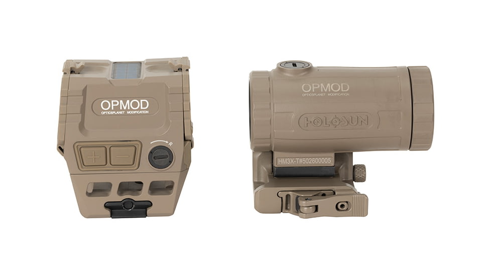 Holosun OPMOD AEMS Red Dot &amp; HM3XT Magnifier Combo, Red MRS, Flat Dark Earth, AEMS 211311&amp;HM3XT-FDE