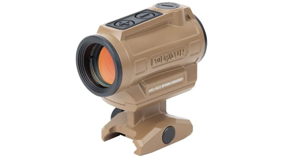 Holosun Technologies ARO, Red Dot, 2 MOA Dot, Fits 1913 Picatinny Rail, 1.63" Lower 1/3 Co-Witness Mount, Flat Dark Earth, ARO-RD2-FDE