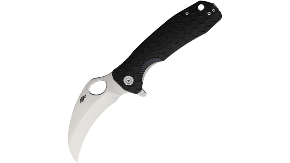 Honey Badger Knives Claw Linerlock Folding Knife, 3.38 satin finish 8Cr13MoV stainless blade, Black textured GRN handle, HB1101