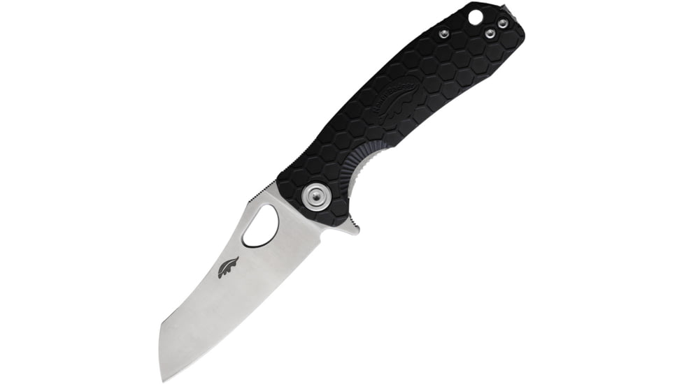 Honey Badger Knives Warncleaver Linerlock Folding Knife, 2.75 satin finish D2 tool steel blade, Black textured GRN handle, HB1167