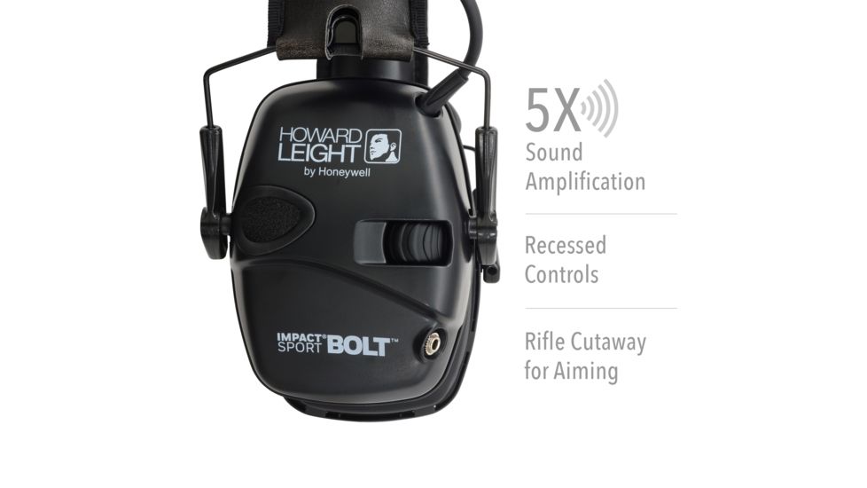 Howard Leight Impact Sport Bolt Electronic Earmuff, Black,One size fits most, R-02525
