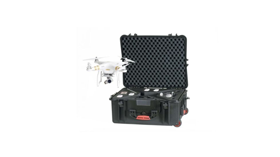 HPRC Plastic Case for DJI Phantom 3 with Wheels and Pre-Cut Foam, Case only, Black PHA3-2700W-01