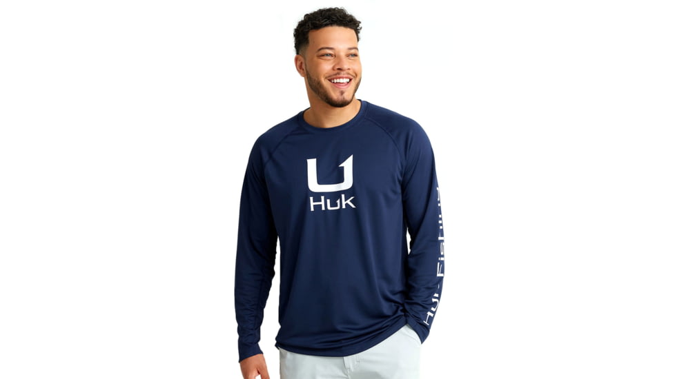 HUK Performance Fishing Huk Icon Crew Long Sleeve Shirt Naval Academy 2XL C98F4773, ATH1200573413M