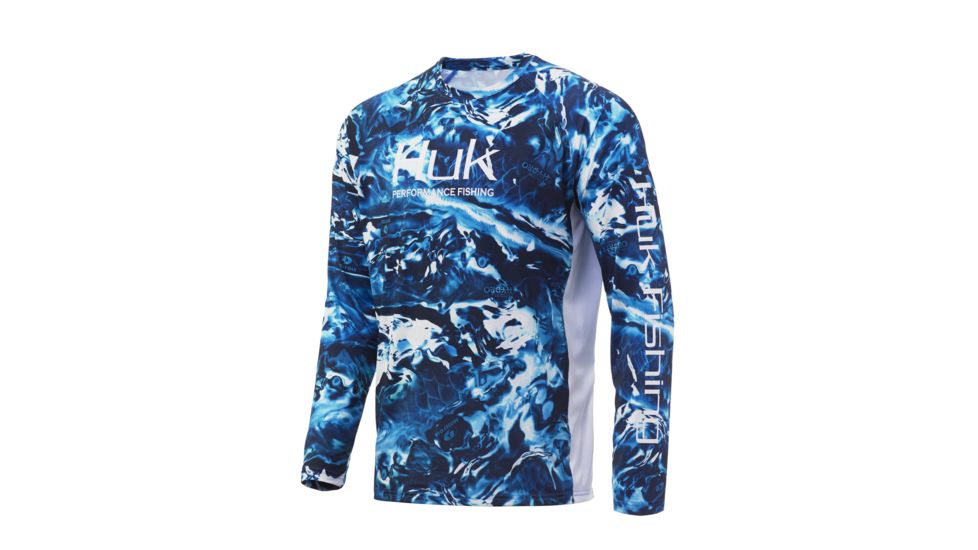 HUK Performance Fishing Mossy Oak Pursuit Long Sleeve Graphic T-Shirt - Mens, Mossy Oak Hydro Sailfish, Large, H1200228-488-L
