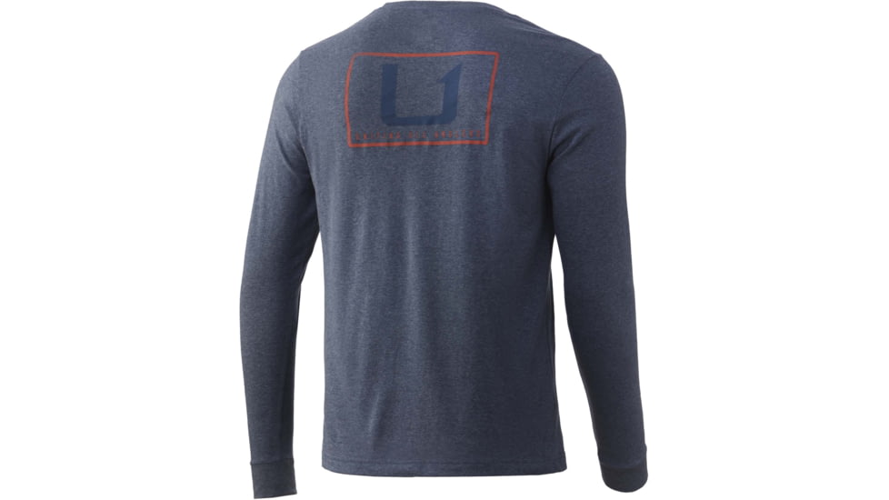 HUK Performance Fishing United L/S Pocket Tee - Men's, Sargasso Sea Heather, XL, H1000351-416-XL