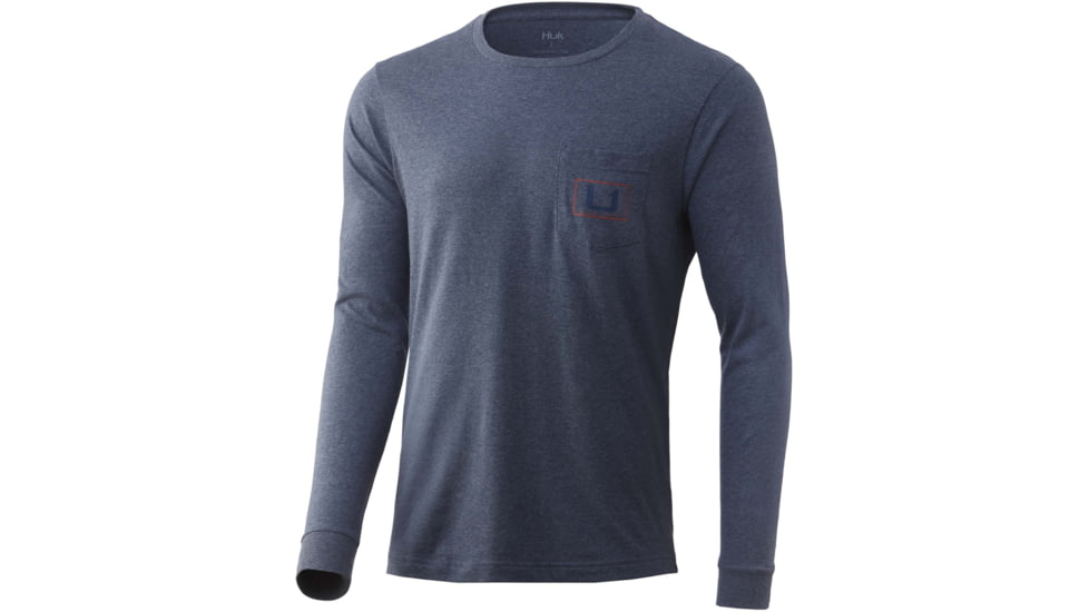 HUK Performance Fishing United L/S Pocket Tee - Men's, Sargasso Sea Heather, XL, H1000351-416-XL