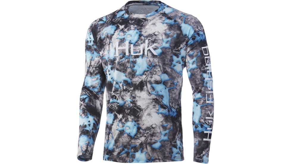 HUK Performance Fishing Vented Mossy Oak Fracture Pursuit L/S Shirt - Men's, Mossy Oak Lightning, L, H1200399-991-L