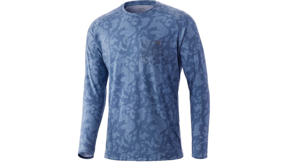 HUK Performance Fishing Waypoint Running Lakes L/S Shirt - Mens, Titanium Blue, XL, H1200444-428-XL