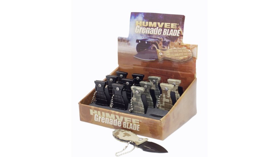 Humvee Grenade Knife Display, Pack of 12, HMVDBGRENADE