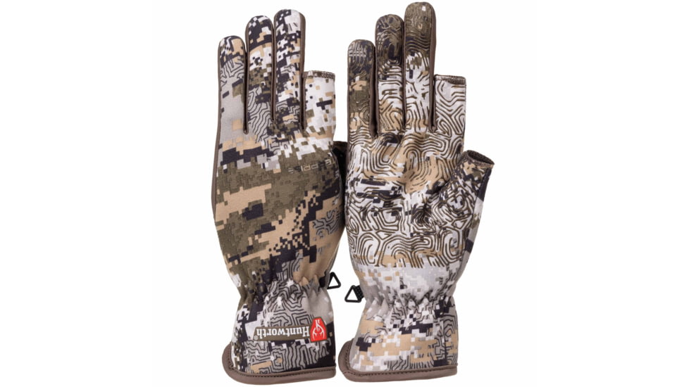 Huntworth Ames Light Weight Soft Shell Glove w/ 1/2 Fingers - Men's, Disruption, Large, E-1471-DC-L