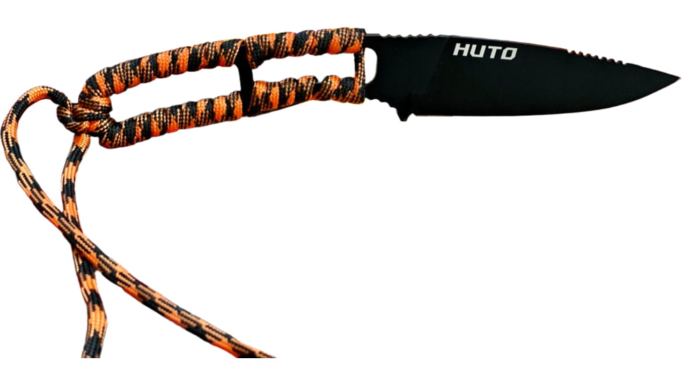 Huto Lifestyle EXO-Skeleton High Mountain M390 Steel 3.25in Fixed Blade Knife, Black Parkarized, Orange/Black, EXOSKTNHGHMTN390PO/B