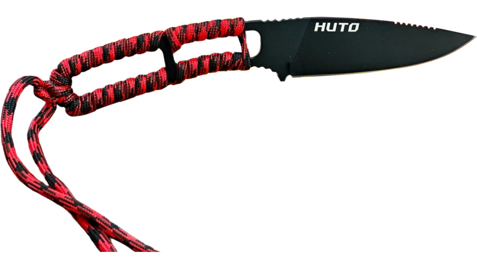 Huto Lifestyle EXO-Skeleton High Mountain M390 Steel 3.25in Fixed Blade Knife, Black Parkarized, Red/black, EXOSKTNHGHMTN390PR/B