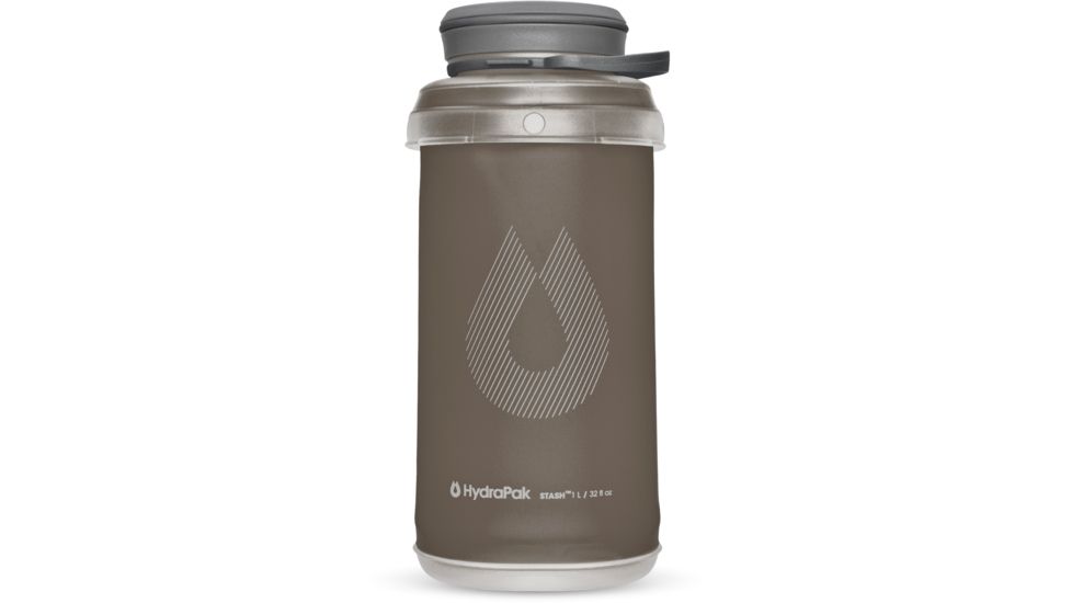 Hydrapak Stash 1L Soft Water Bottle-Mammoth Grey