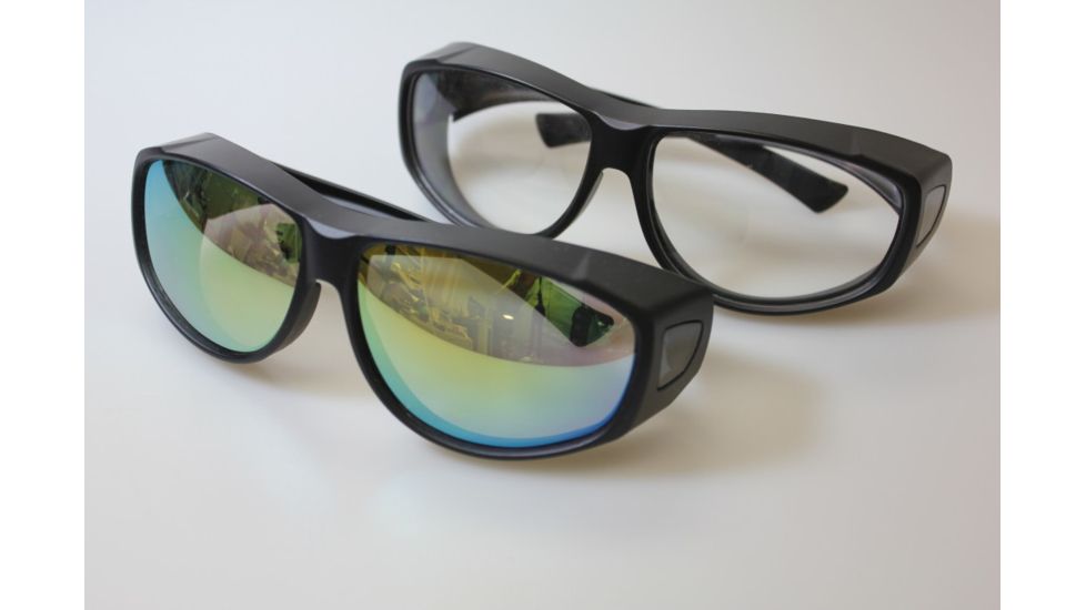 Hyskore Over The Glasses ANSI Safety Glasses Set - 1 Clear, 1 Amber w/ Black Frame - Anti-Fog, Black/OD Green 30237