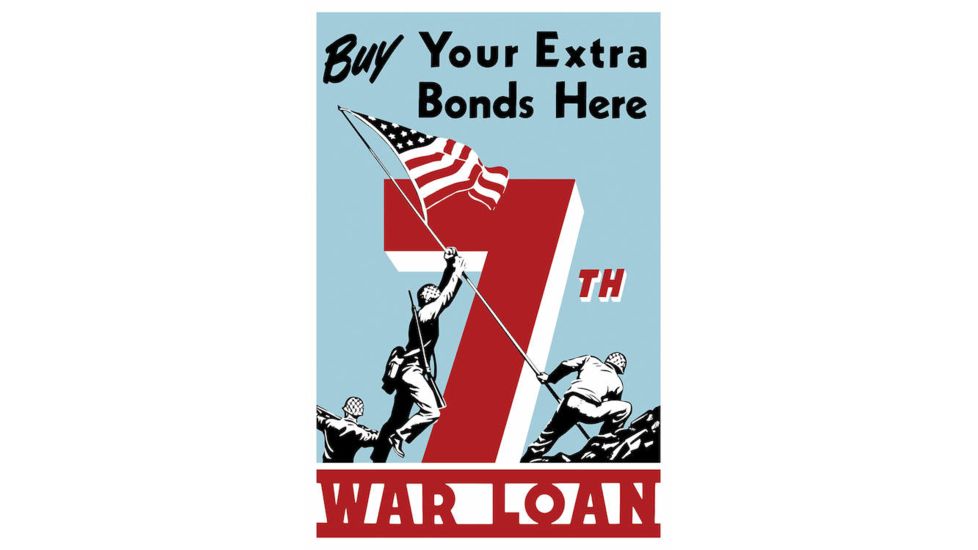iCanvas WWII Propaganda Poster Of Soldiers Raising The American Flag by Stocktrek Images Canvas Print, Multi, 18x12 TRK193-1PC3-18x12