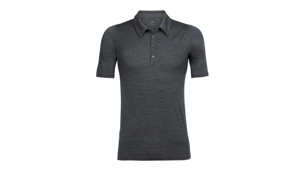 Icebreaker Cinco Short Sleeve Polo, Jet Hthr, 2XL, 104139001XXL