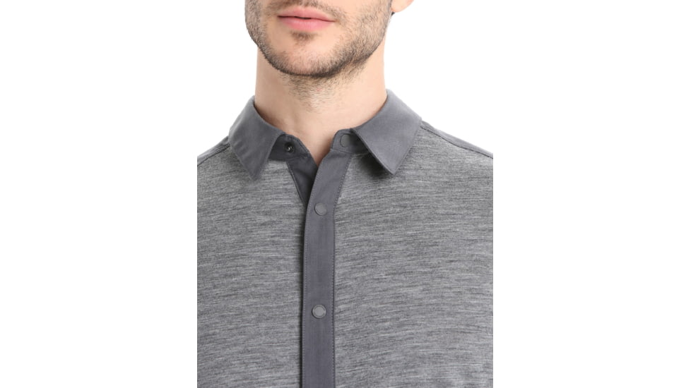 Icebreaker Hike Long Sleeve Top - Mens, Monsoon/Gritstone Heather/Cb, Large, IB0A56OJ789L