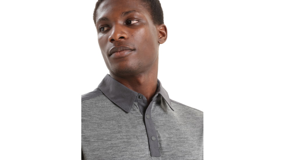 Icebreaker Hike Short Sleeve Top - Mens, Monsoon/Gritstone Heather/Cb, Extra Small, IB0A56OK789XS
