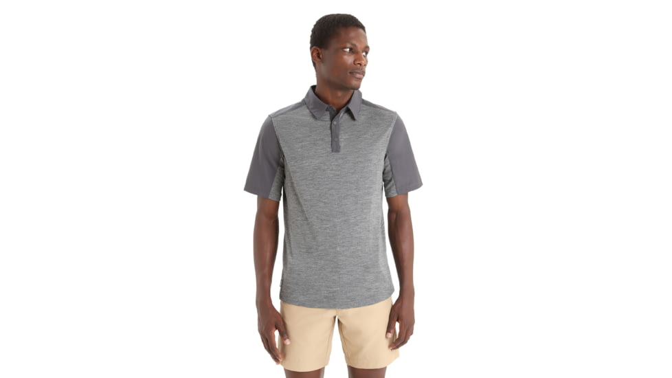 Icebreaker Hike Short Sleeve Top - Mens, Monsoon/Gritstone Heather/Cb, Extra Small, IB0A56OK789XS