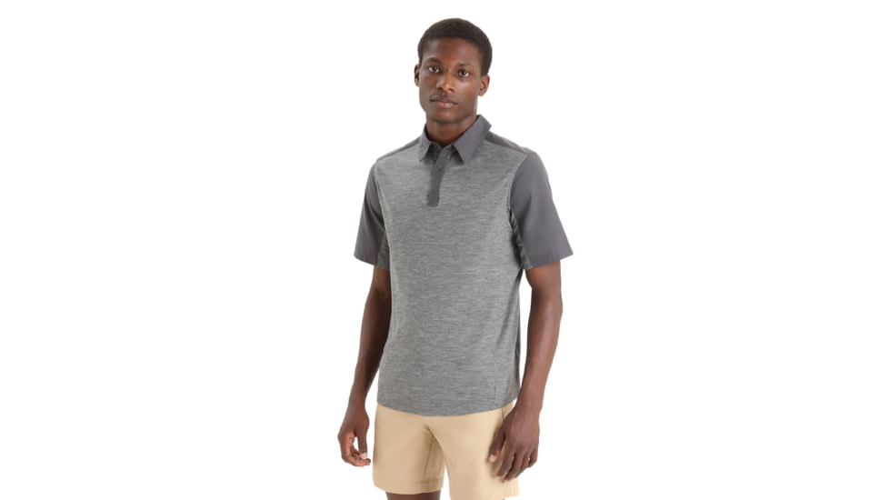 Icebreaker Hike Short Sleeve Top - Mens, Monsoon/Gritstone Heather/Cb, Extra Small, IB0A56OK789XS