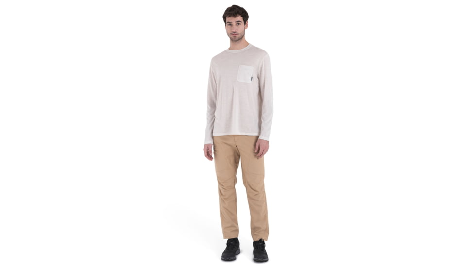 Icebreaker Merino 150 Tech Lite III LS Relaxed Pocket Tee - Mens, Ecru Heather, Extra Large, IB0A56WG116XL
