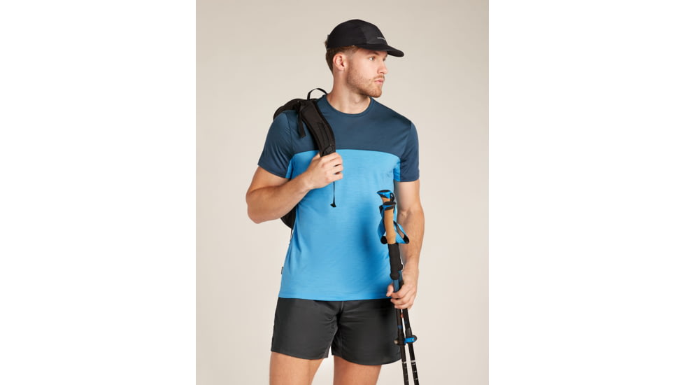 Icebreaker Merino Blend 125 Cool-Lite Sphere SS T-Shirt Colour Block - Mens, Arctic/Abyss/CB, Small, IB0A56X30GES