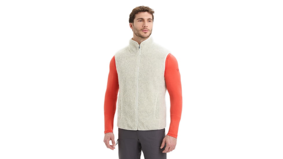 Icebreaker RealFleece Merino High Pile Vest - Mens, Ecru Heather/Snow, Extra Large, IB0A56NZ227XL