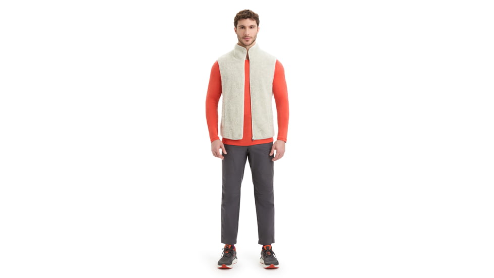 Icebreaker RealFleece Merino High Pile Vest - Mens, Ecru Heather/Snow, Extra Large, IB0A56NZ227XL