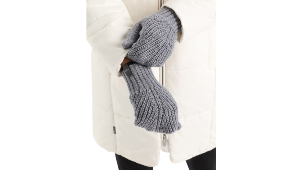Icebreaker Waypoint Mittens, Gritstone Heather/Black, Medium, IB104830A11M