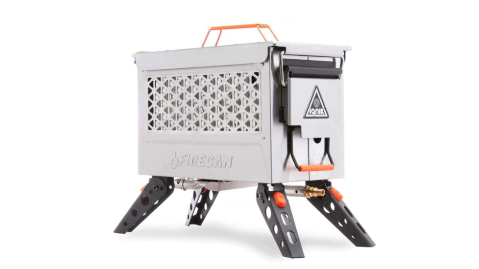 Ignik FireCan Deluxe Stainless w/Grill, Silver &amp; Orange, IGPRO-00322