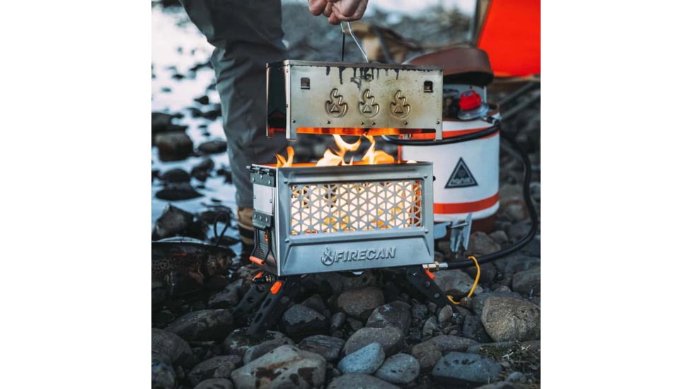 Ignik FireCan Deluxe Stainless w/Grill, Silver &amp; Orange, IGPRO-00322