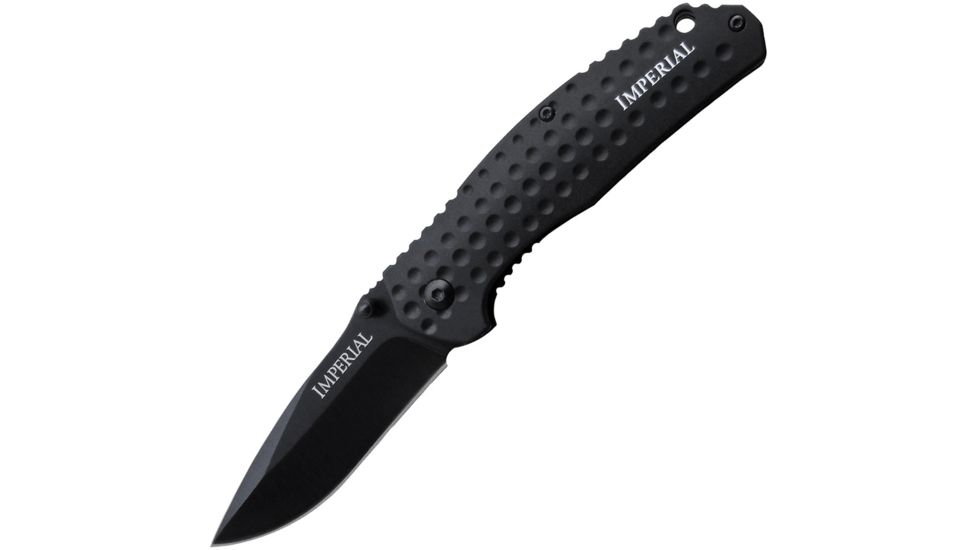 Imperial Schrade Linerlock Clip Folding Knife,3.5in,Drop Point,Black,Aluminum Handle IMP104BCP