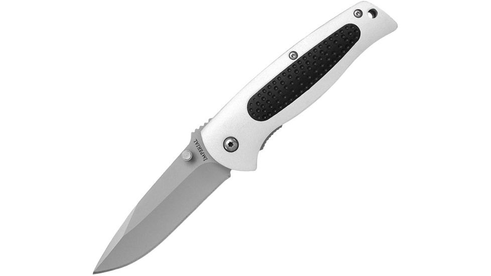 Imperial Schrade Medium Linerlock Folding Knife,3.13in,Drop Point,Silver,Aluminum Handle IMP100MCP
