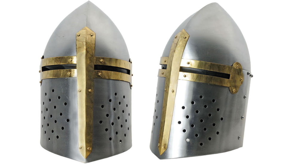 India Made Silver Crusader Helmet, Silver finish carbon steel construction, 910974-SL