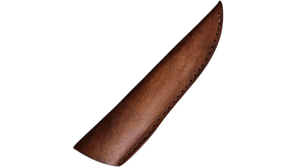 Infinite Blades 9.5in Brown Wood Knife, 9.5in Overall, 4.75in Satin Finish Stainless Blade, Brown Wood/Green Synthetic Handle, Leather Sheath, A36