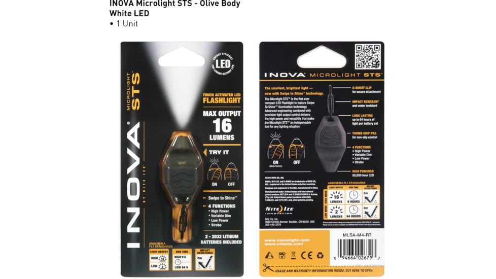 Inova Microlight Swipe To Shine Key Light - Olive/Black MLSA-M4-R7