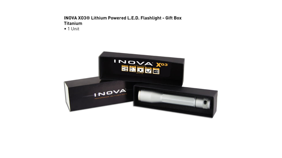 Inova XO3 LED Flashlight, Titanium, Dual Mode, Gift Box XO3DM-GT
