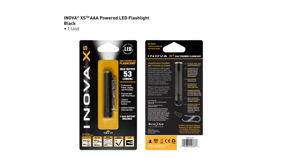 Inova XS AAA 53 Lumens LED Flashlight, Black XSDMA-HB