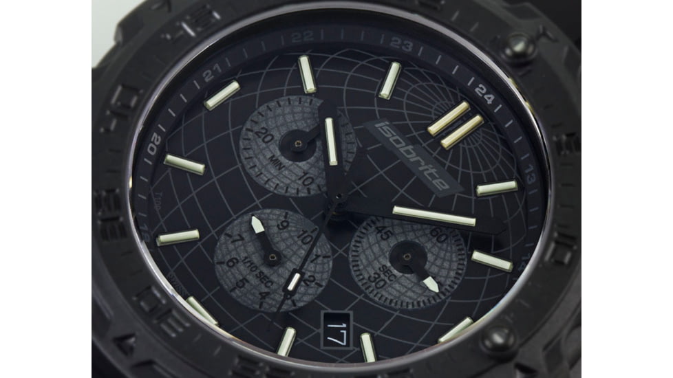 Isobrite Explorer T100 Tritium Chronograph, Black/Gray, 47mm, ISO3008