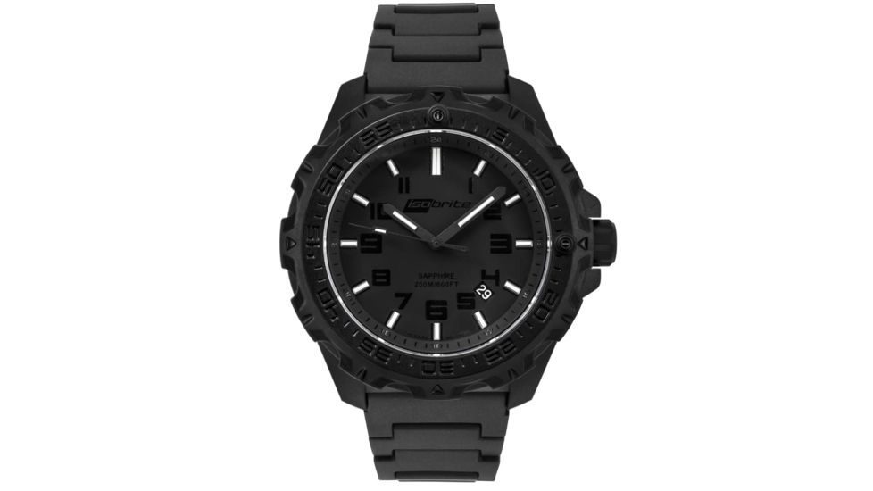 ISOBrite T100 Eclipse Watch Blue &amp; Orange Tritium With Polyurethane Band, Black, Small ISO211