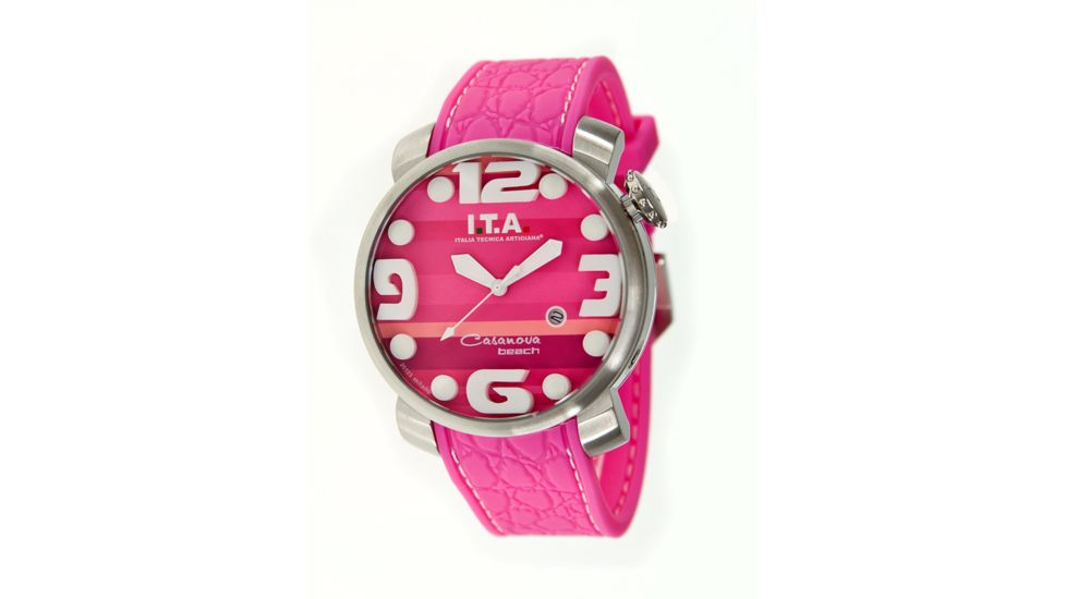 Ita 00.12.40 Casanova Beach Ladies Watch, Pink Striped Face, Pink Band