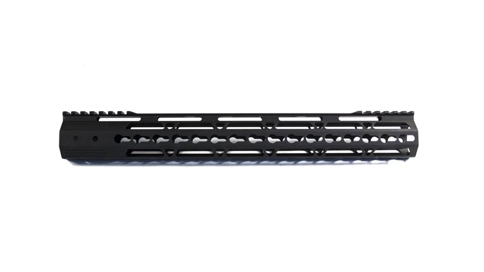 JE Machine Tech Free Float .223/5.56 KeyMod Handguard w/Top Rail Relief/Barrel Nut, 15 inch, Black PS-223KM15BLK