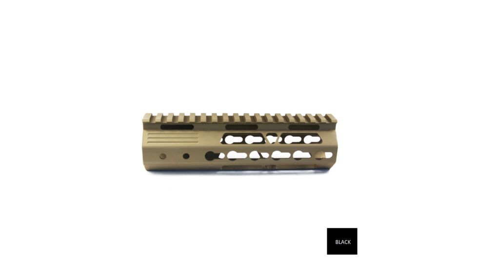 JE Machine Tech Free Float .223/5.56 KeyMod Handguard w/Top Rail Relief/Barrel Nut, 7 inch, Black, PS-223KM7BLK