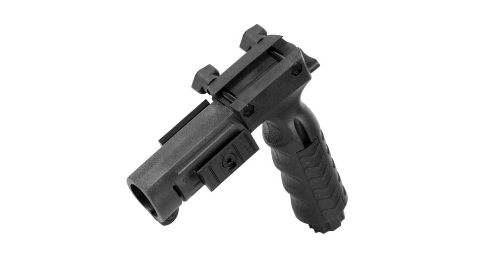 USED JE Machine Tech Tactical Vertical Grip w/1 inch Flashlight Adapter/Holder, Black, TS-FL5B, EDEMO3, Used, Condition Fair, Installed/Mounted