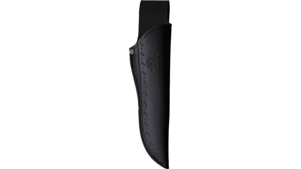 J&amp;V Adventure Knives Villano Fixed Blade Knife, 8.75in Overall, 4.5in Satin 14C28N Sandvik SS Blade, Black Sculpted Micarta Handle, Black Leather Belt Sheath, 1174-M1