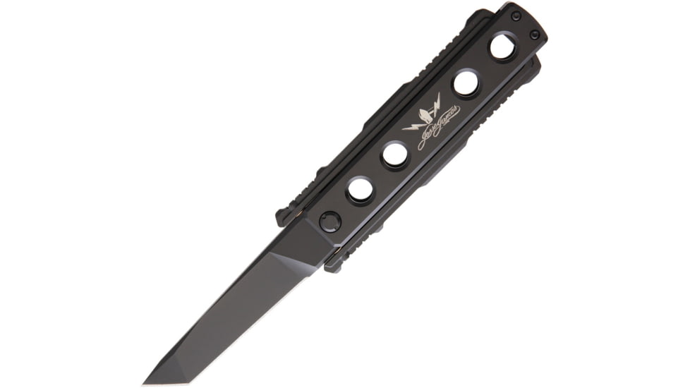 Jesse James Nomad Swing Blade Folding Knife, 4in Black Uddeholm Aeb-L Steel Tanto Blade, Black Titanium Handle, JJKC1B